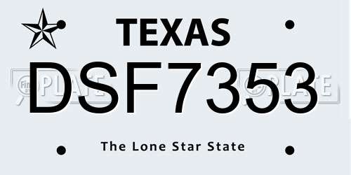 DSF7353 Texas License Plate
