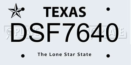 DSF7640 Texas License Plate