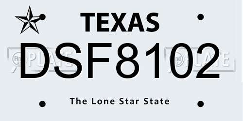 DSF8102 Texas License Plate