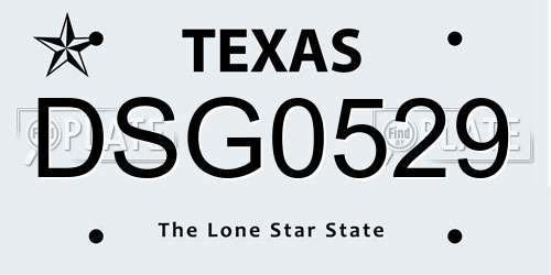 DSG0529 Texas License Plate