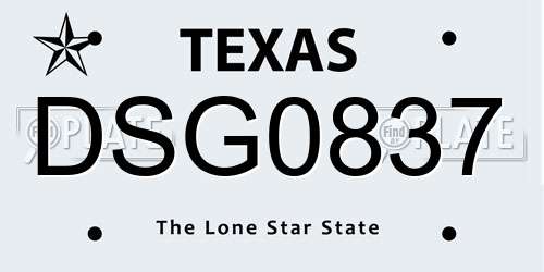 DSG0837 Texas License Plate