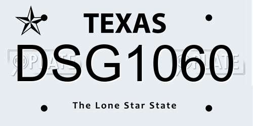 DSG1060 Texas License Plate