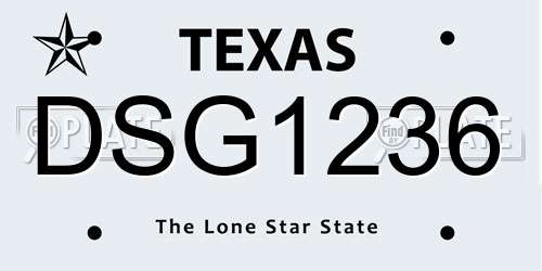 DSG1236 Texas License Plate