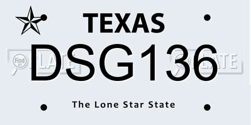 DSG136 Texas License Plate