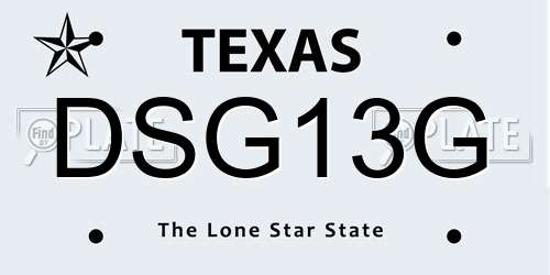 DSG13G Texas License Plate