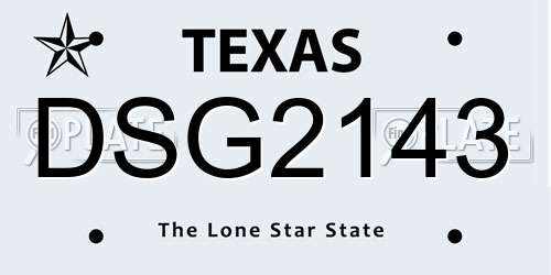 DSG2143 Texas License Plate