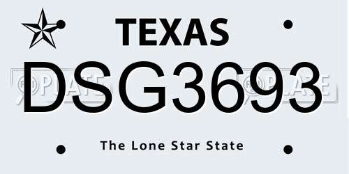 DSG3693 Texas License Plate