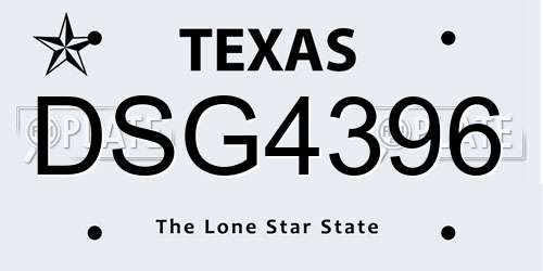 DSG4396 Texas License Plate