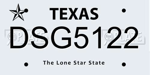 DSG5122 Texas License Plate
