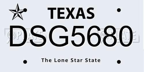 DSG5680 Texas License Plate