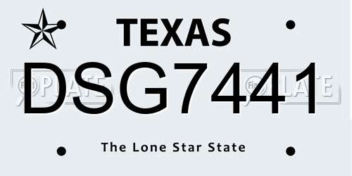 DSG7441 Texas License Plate