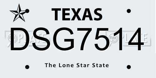 DSG7514 Texas License Plate