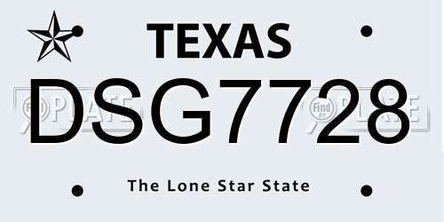 DSG7728 Texas License Plate