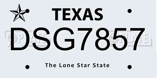 DSG7857 Texas License Plate