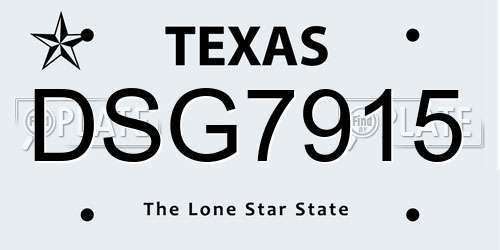 DSG7915 Texas License Plate