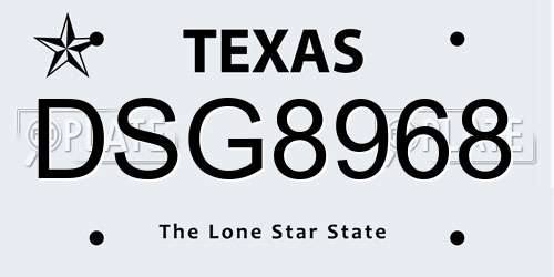 DSG8968 Texas License Plate