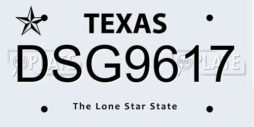 DSG9617 Texas License Plate