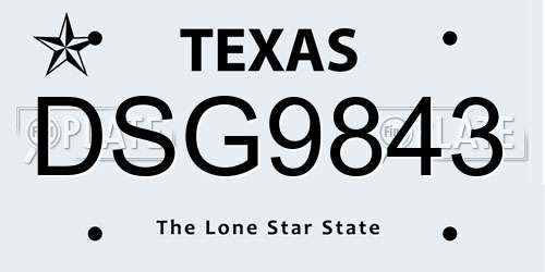 DSG9843 Texas License Plate