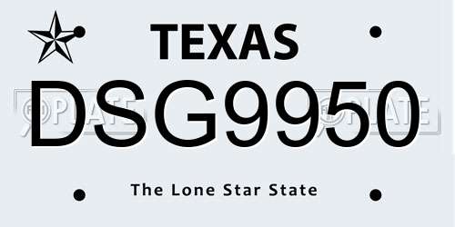 DSG9950 Texas License Plate