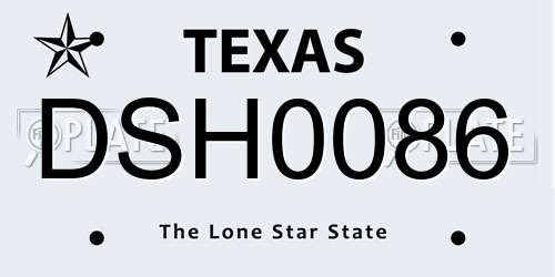 DSH0086 Texas License Plate