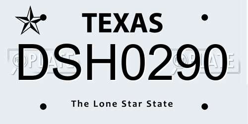 DSH0290 Texas License Plate
