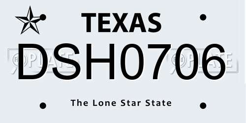 DSH0706 Texas License Plate
