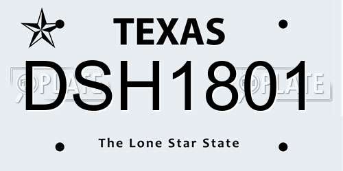 DSH1801 Texas License Plate