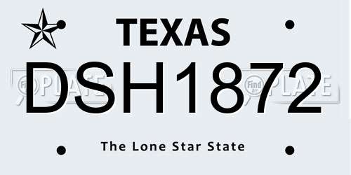 DSH1872 Texas License Plate