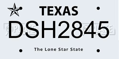 DSH2845 Texas License Plate