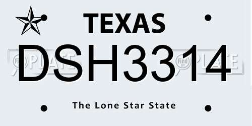 DSH3314 Texas License Plate