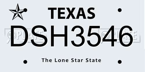 DSH3546 Texas License Plate