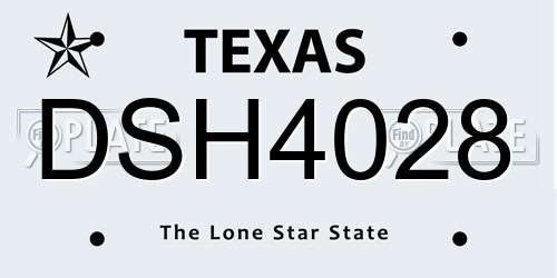 DSH4028 Texas License Plate