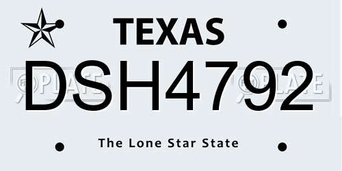 DSH4792 Texas License Plate