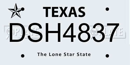 DSH4837 Texas License Plate