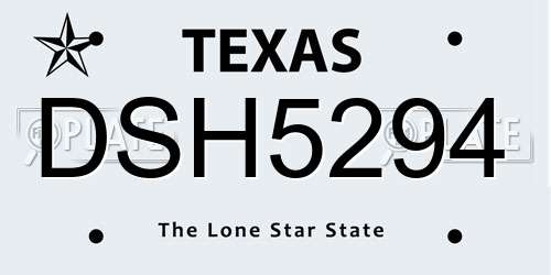 DSH5294 Texas License Plate