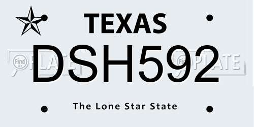 DSH592 Texas License Plate