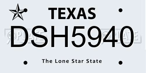 DSH5940 Texas License Plate