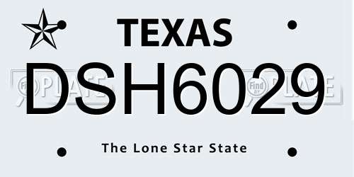 DSH6029 Texas License Plate