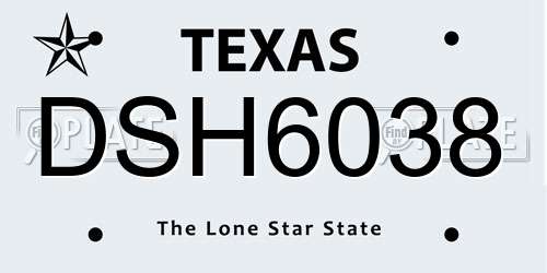 DSH6038 Texas License Plate