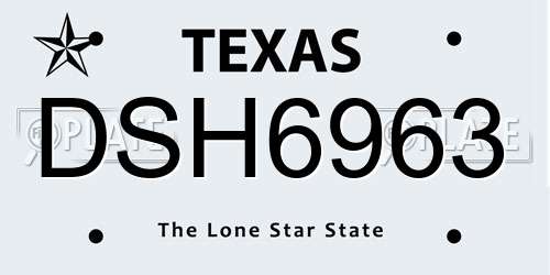 DSH6963 Texas License Plate