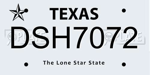 DSH7072 Texas License Plate
