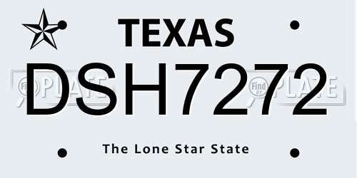 DSH7272 Texas License Plate