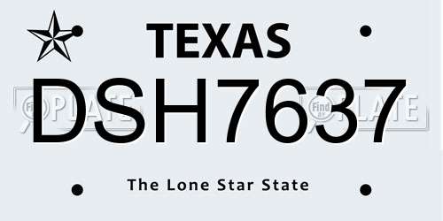 DSH7637 Texas License Plate