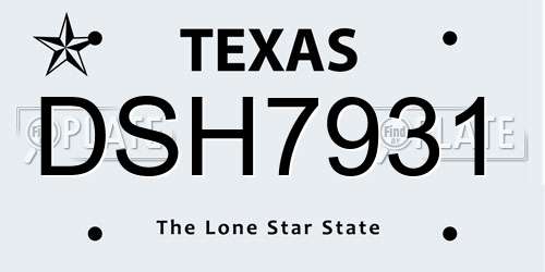 DSH7931 Texas License Plate