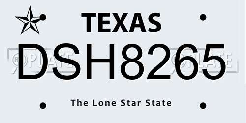 DSH8265 Texas License Plate