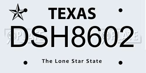 DSH8602 Texas License Plate