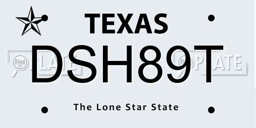 DSH89T Texas License Plate