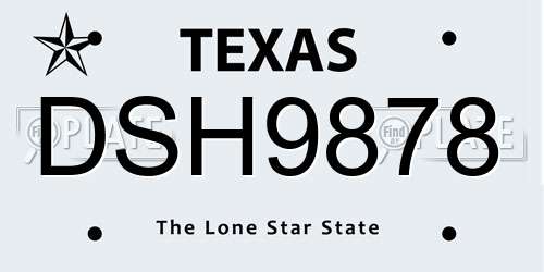 DSH9878 Texas License Plate