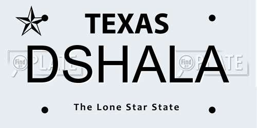 DSHALA Texas License Plate