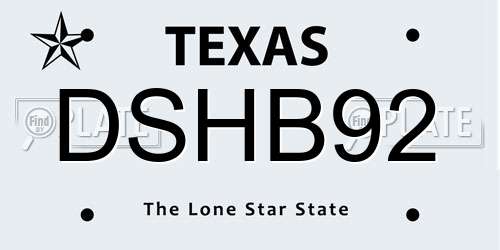 DSHB92 Texas License Plate
